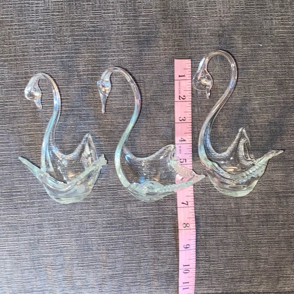 3 Vtg Hand Blown Glass Swan bowls/dishes/figures - Picture 8 of 8
